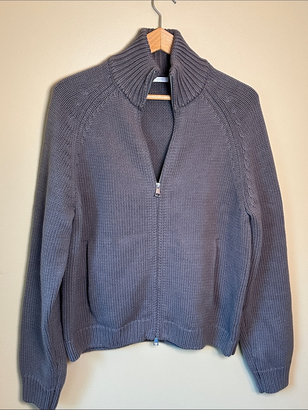 Men’s Zara Gray Full-Zip Knit Sweater Jacket Size M